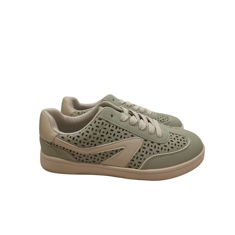 DV Dolce Vita Perforated Sneakers Sage Green Lace Up Casual Size 6.5